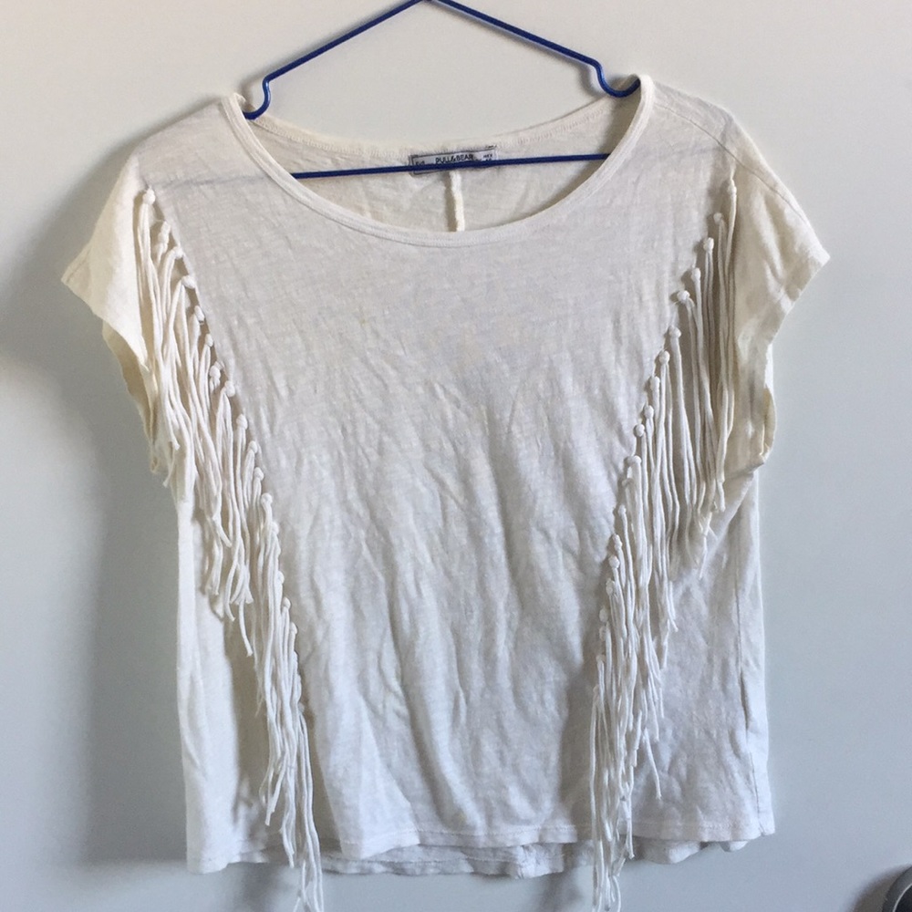 White shirt with fringe